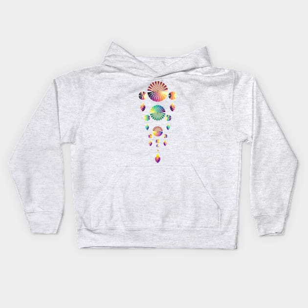 Dream Catcher Triple Tier | Combo 2 Volcano, Peacock and Sunset (White) Kids Hoodie by aRtVerse